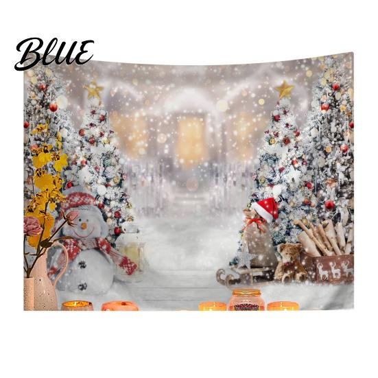 Christmas Wall Hanging Snow Scene Tapestry Holiday Backdrop Xmas Tree Cloth for Window Wreath Tapestry Bedroom Living Room 59x39 Inch Party