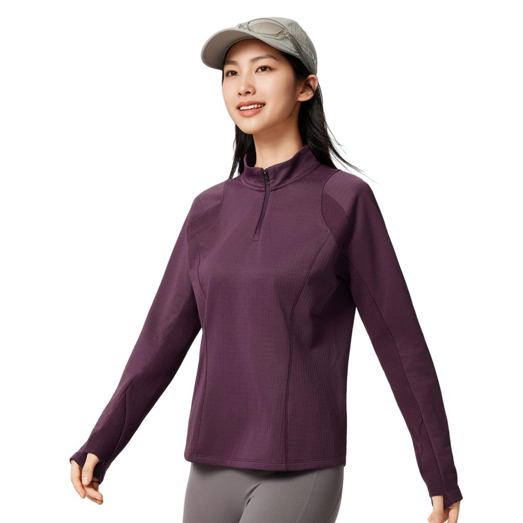 Li-Ning Antibacterial Stand Collar Logo Letter T-Shirt Women Tops Purple ATLV226-6