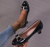 2025 Spring New Women's Leather Shoes Fashion Professional High Heels Black Red Shallow Mouth Comfortable Work Office Shoes34-43