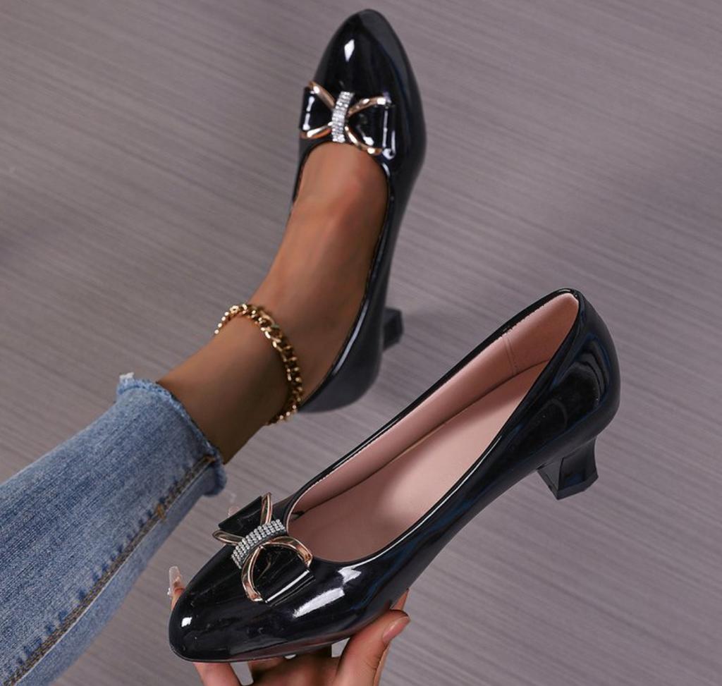 2025 Spring New Women's Leather Shoes Fashion Professional High Heels Black Red Shallow Mouth Comfortable Work Office Shoes34-43