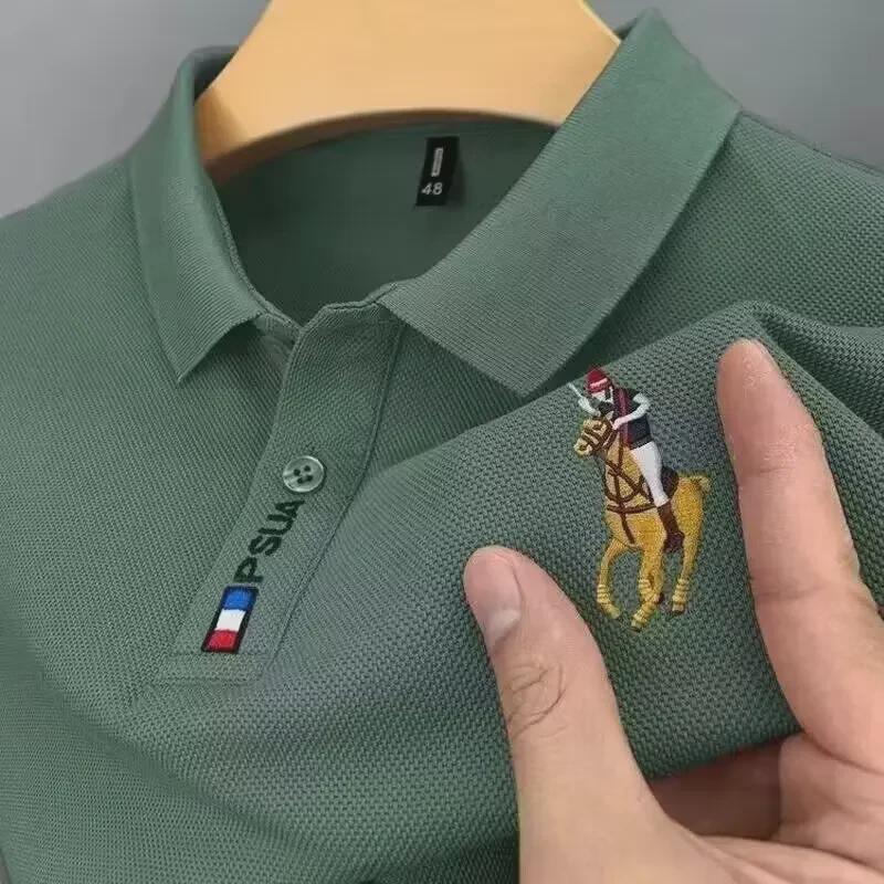 Men's Short Sleeve Ice Silk Polo Shirt - 2024 Summer Trend, Slim Fit, Breathable Thin Lapel.
