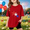 Kinder Kurzarm-T-Shirt mit Sternenprint Unabhängigkeitstag Oberteil Lässiges Rundhals-T-Shirt für Jungen und Mädchen Sommerkleidung