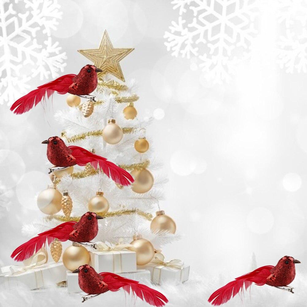 12 PCS Artificial Birds Christmas Tree Birds Red Clip Artificial Foam Feather Hristmas Tree Ornament Door Ornaments