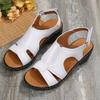 Large Size 2025 Summer European and American Sandals Women's Velcro Stitching Side Empty Open Toe Solid Color Leather Stitching Spot