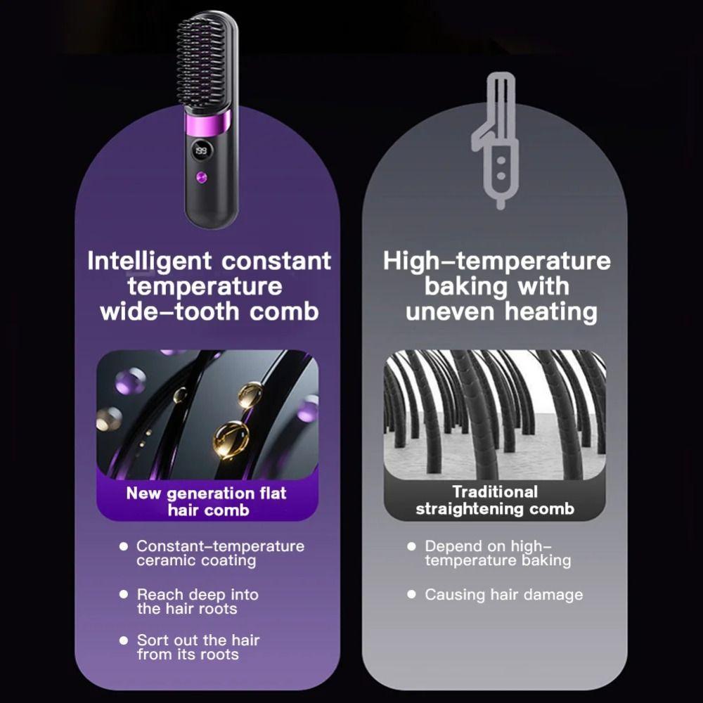 LCD Display Portable Hair Straightener Ceramic Coating Electric Straightening Comb Family Use
