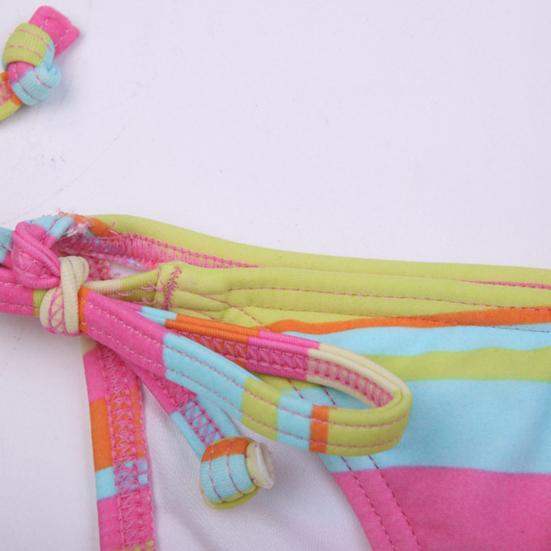 Women's Striped Triangle Top & Thong Set Sexy Halter Bikini Set String Swimwear Two Piece Swimsuits Cheeky Bathing Suit for Pool Beach