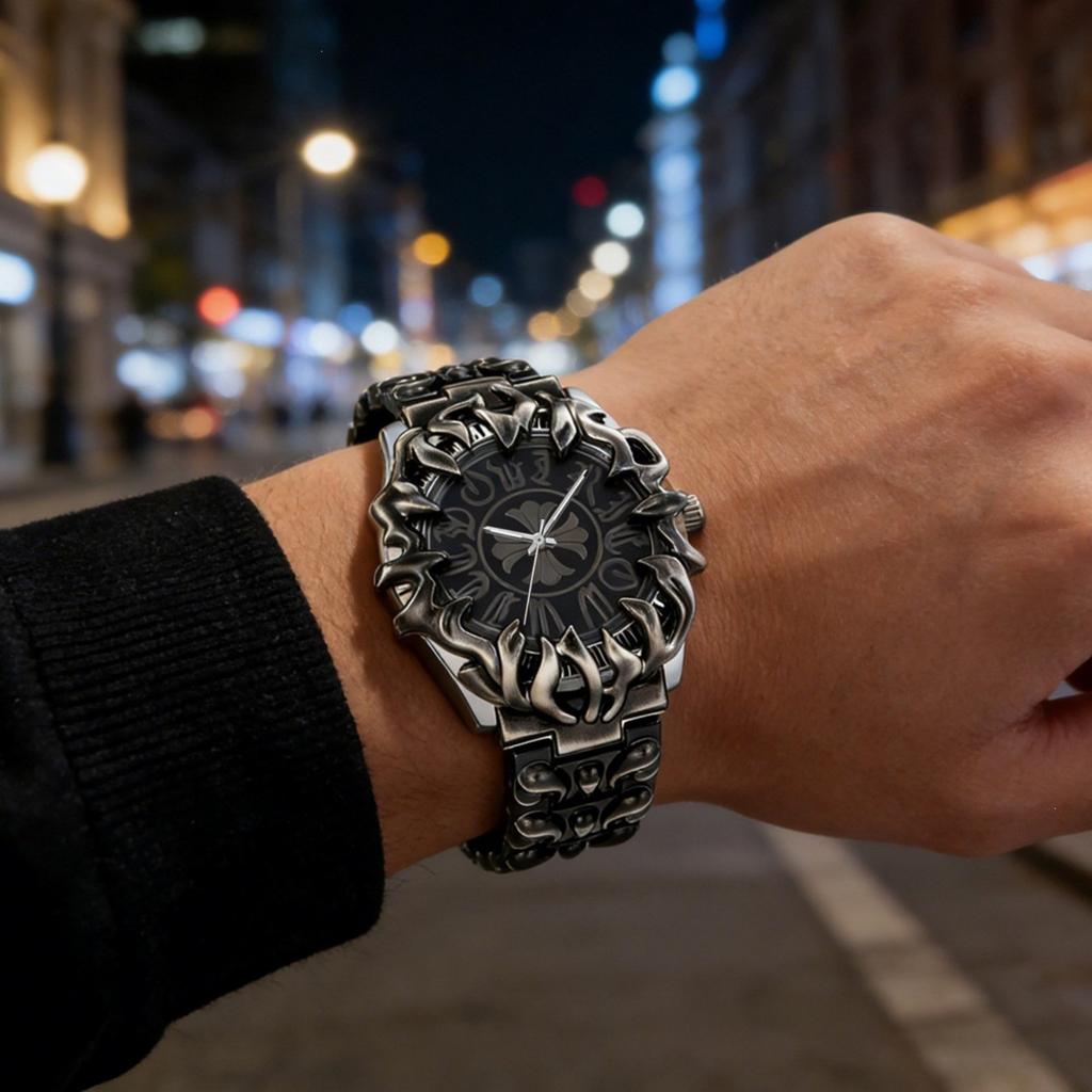 Mænd Kloformet Kvarts Ur Retro Romertal Urskive Legeret Stål Armbånd Mode Vandtæt Armbåndsur Gave Til Mænd