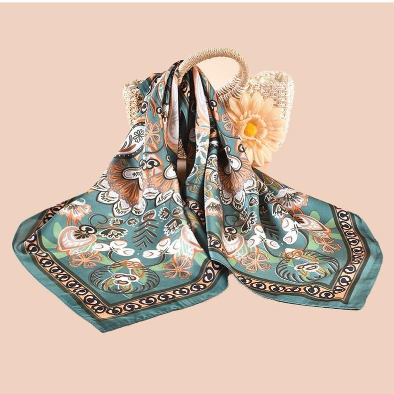 Luxury Design Square Scarf Silk Scarves Women Neck Hair Tie Band Hijab Kerchief Head Headband Smooth Bandana Female Foulard 70Cm
