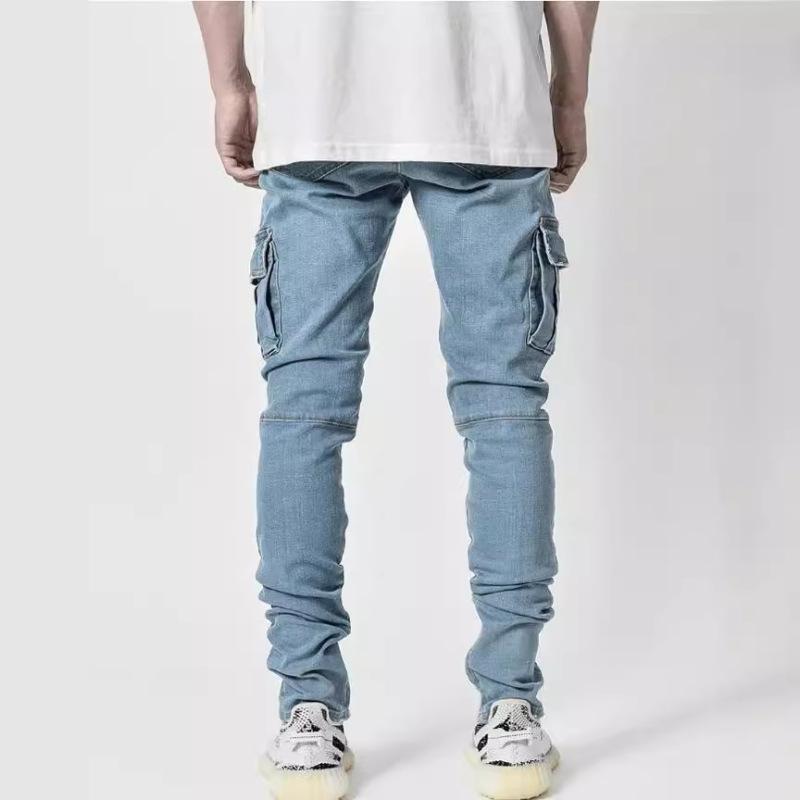 Men's Multi-Pocket Pocket Slim Fit Denim Cargo Pants Clothes Sale