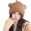 Winter Bear Ear Knitted Hat for Women Korean Style Warm Wool Hat Japanese Versatile Cute Cold Hat for Women Ear Protection Hat