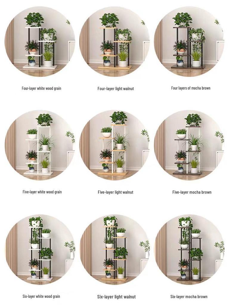 Tall Iron Art Multi-Layer Indoor Flower Stand for Living Room and Balcony 