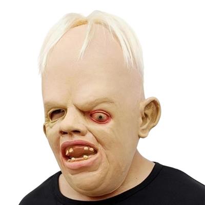 Slant Eyed Monster Head Slanting Eyes Latex Halloween Spooky Prop Costume Accessory Hood for Club