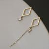 Earrings with Diamond Rectangular Tassels Asymmetric Temperament Personality Long Korean Earrings