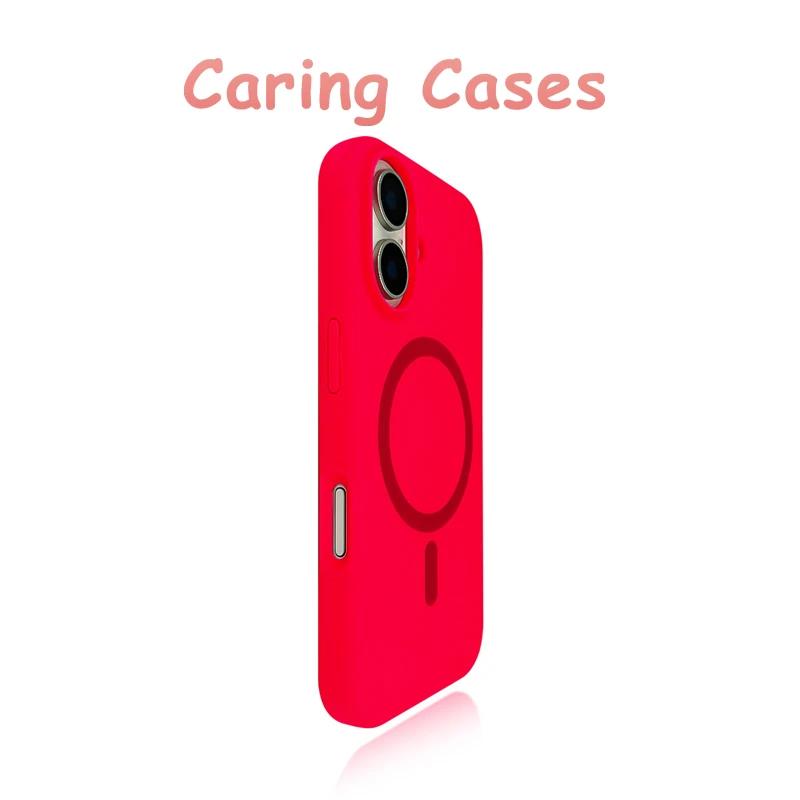 

For iPhone 17 Pro Max Case White Liquid Silicone Magnetic Shockproof Compatible with iPhone 16 15 14 13 iPhone 13 Pro Max рожевий червоний колір