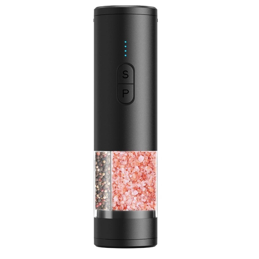 Dual Chamber Electric Pepper Salt Grinder Adjustable Burr Kitchen Spice Grinding Bottle  Cooking