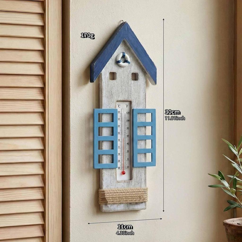 Holz-Wandthermometer Nautisch Innen Außen Hängendes Thermometer für Strandhaus Seehütte