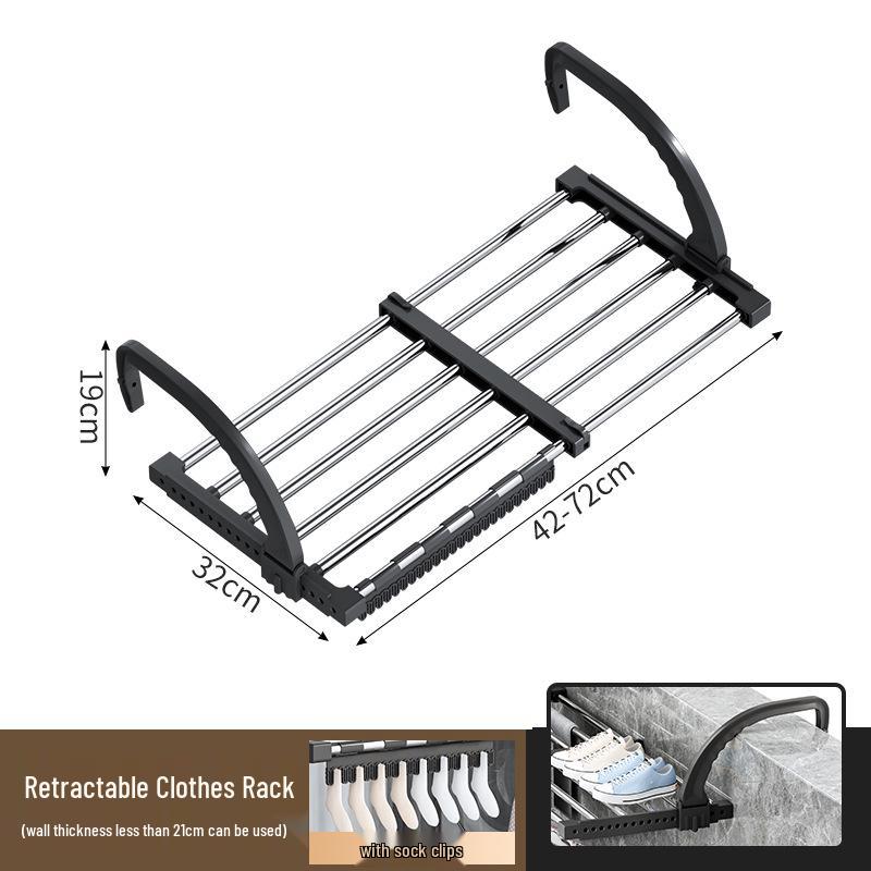 Telescopic Punch-Free Clothes & Shoe Drying Rack for Window Railings and Balcony