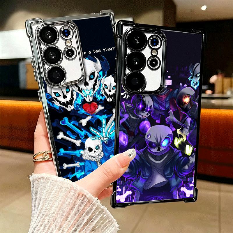 U-Undertale S-Sans Plating Phone Case For Samsung Galaxy S24 S25 FE S26 Edge S23 Ultra S22 S21 Plus S20 Anti-Fall Airabag Cover