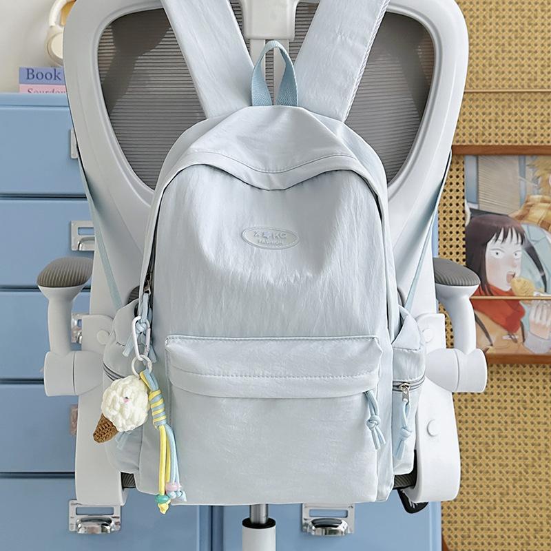Schoolbag Solid Color Girl Backpack Schoolbag 1011 New Large-capacity Middle and High School Student Campus Backpack High Value and Simple
