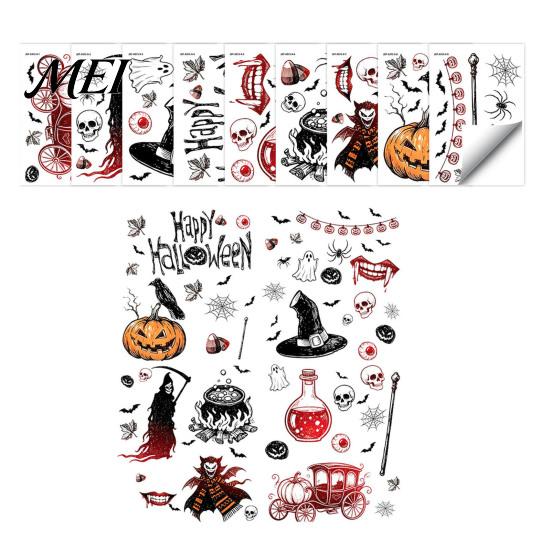 Dark Aesthetic Home Ornaments 9PCS Halloween Static Window Stickers, Gothic Silhouette Decals, Reusable Retro Horror Stickers Waterproof PVC for Glass