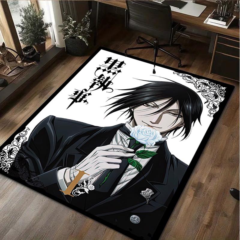 1Pc Black Butler Print Rug - home decoration Carpet For Living Room Bedroom Flooring Computer Chair Area Rug