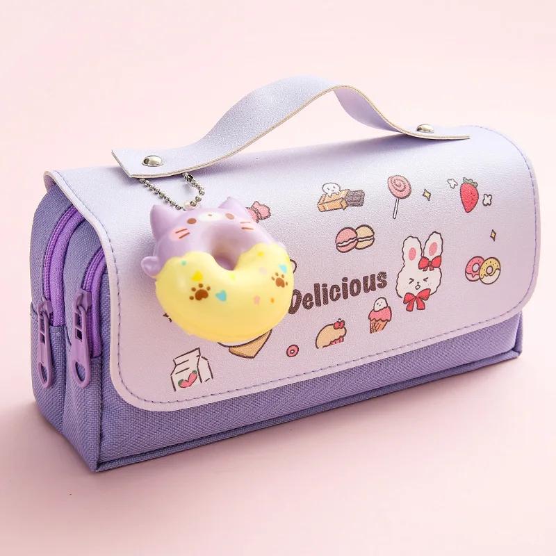 3D Kawaii Cute Pencil Case Girls Decompression Pen Pouch School Supplies Aesthetic Organizer Box Korean Stationery