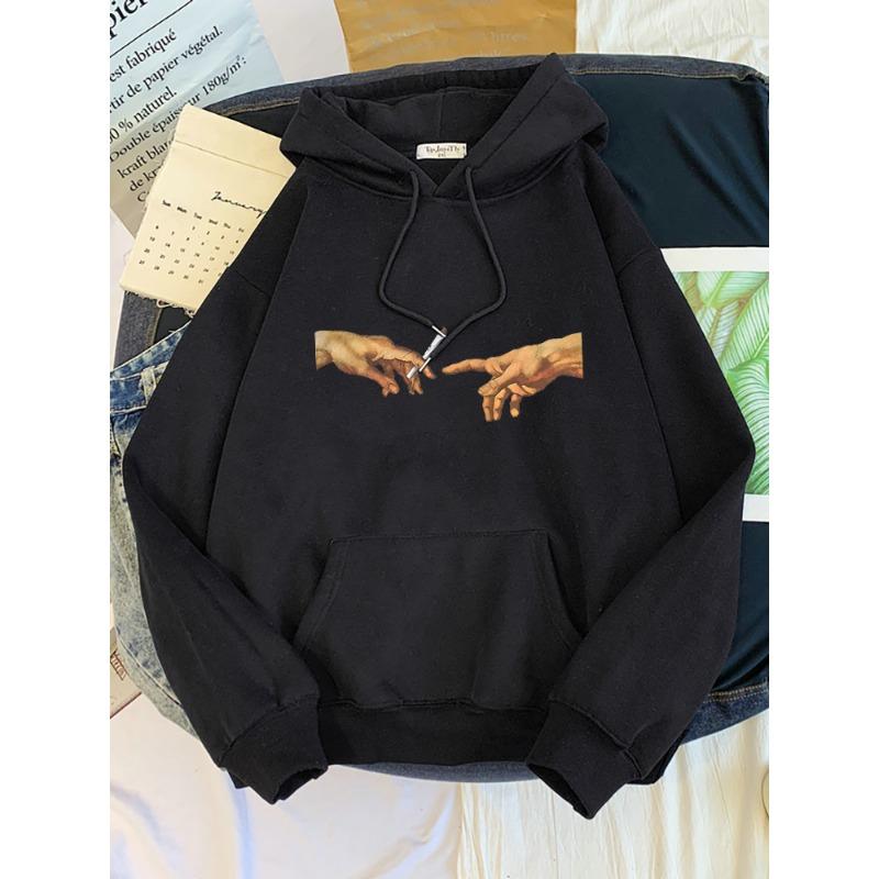 Hoodies Women's Two Hands And a Cigarette Graphic Print Hoodiest Thirteen Colors Harajukua Style Casual Top Women Street Style