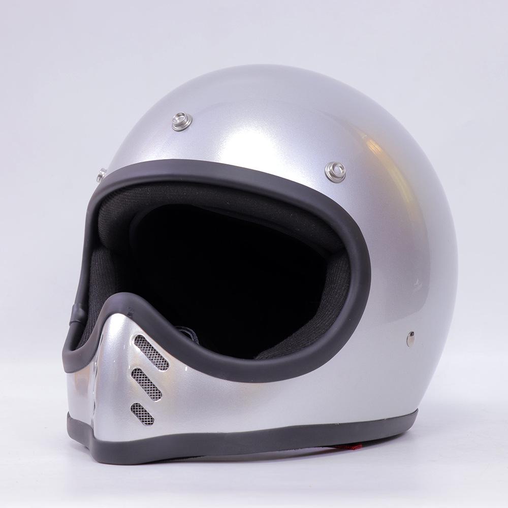 2026 Retro Fiberglass Full Face Eagle Beak Motorcycle Helmet - All-Season, Off-Road L