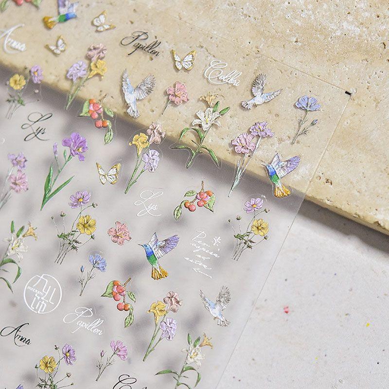 

Hummingbird Iris Tectorum Flower Nail Art Sticker New Arrival 5D Embossed Ins Adhesive Japanese Style Children s Nail Stickers 3D Decoration Hummingbird Iris 4556