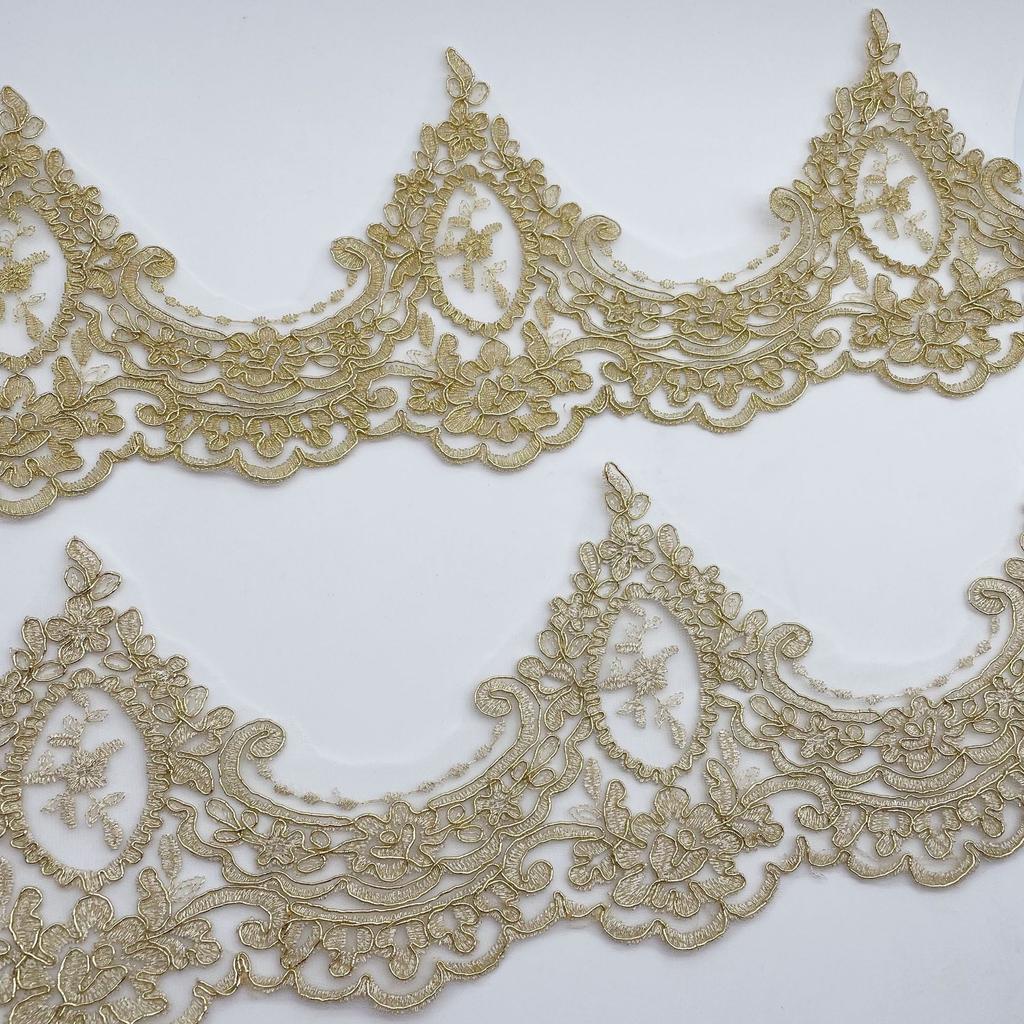 Gold Thread Car Bone Embroidery Lace Width 15Cm Children'S Dress Dance Clothes Home Textile Accessories Car Bone Gold Lace