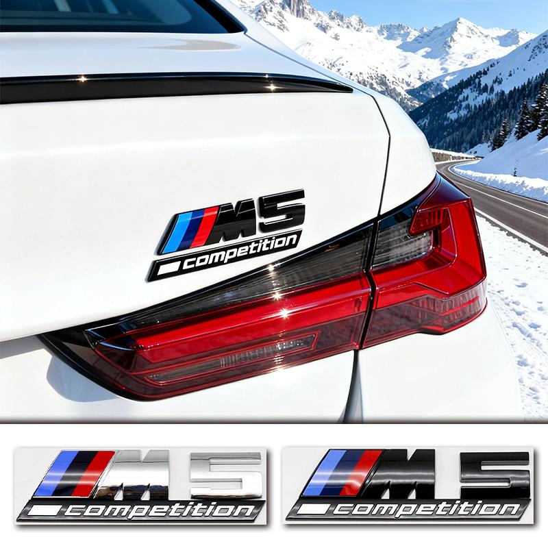 13cm 10.5cm ABS Trunk Emblem Badge For BMW M Power M1 M2 M3 Glossy Black Silver M4 M5 M6 M7 M8 Competition Tuning Accessories