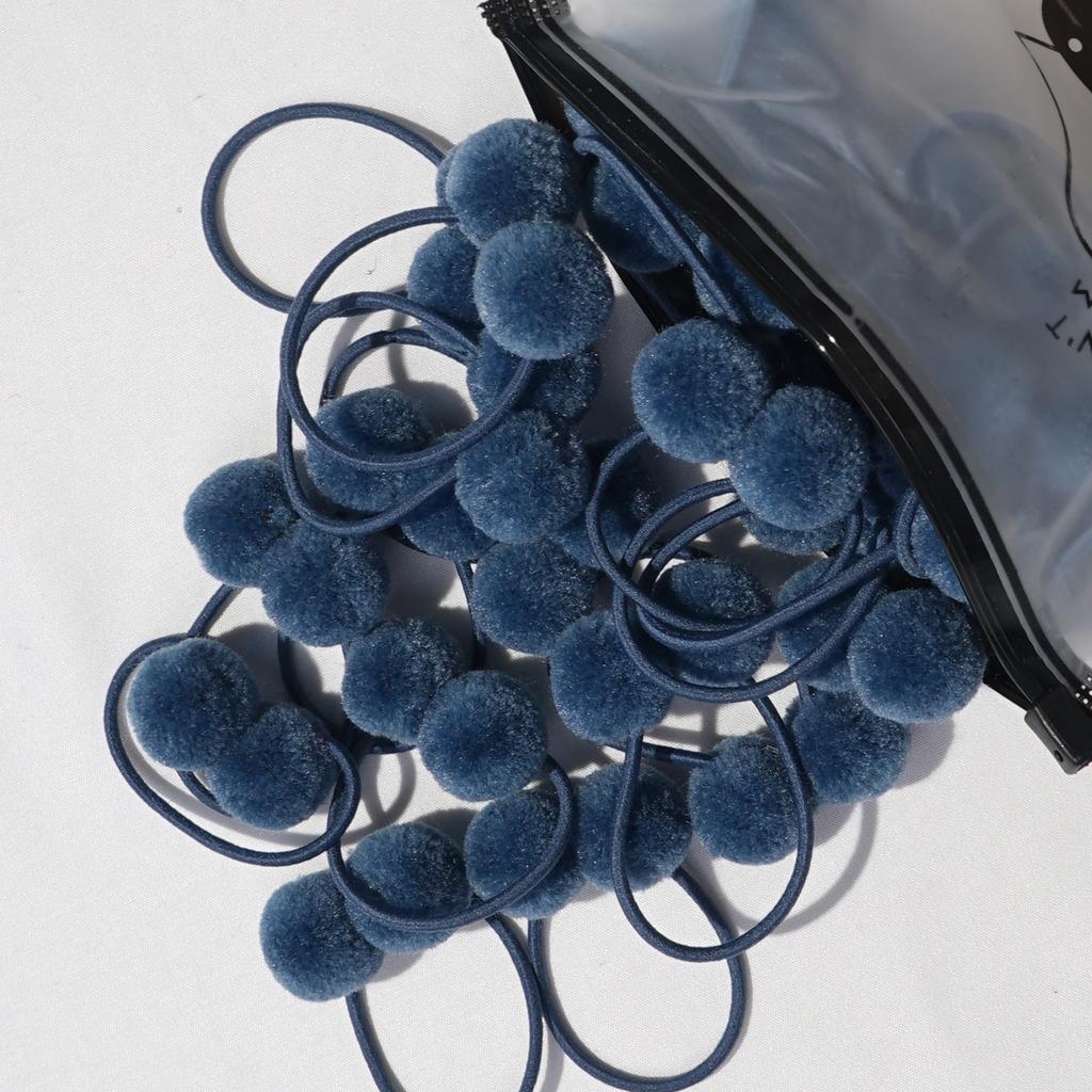 20 Stück 1,4" Kleine Solide Doppelte Fellkugel mit Elastischem Seil Handgemachtes Band für Kinder Mädchen Haaraccessoires