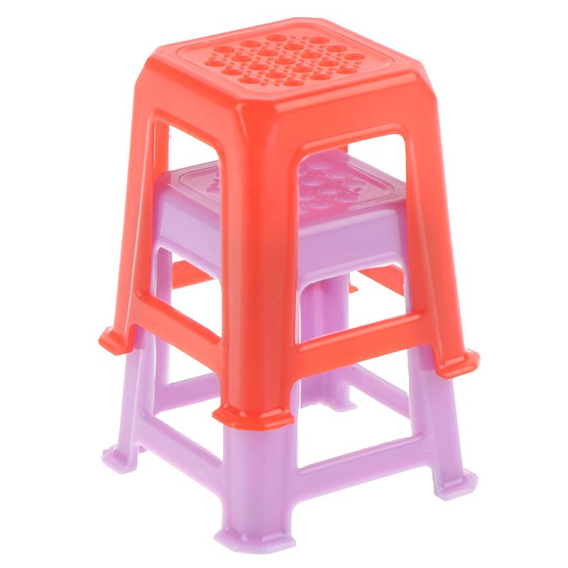 1/12 Scale Dollhouse Miniature Plastic Stools Chairs Pretend Play Furniture Toys