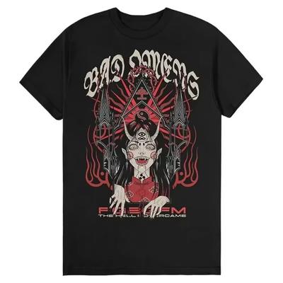 Bad Omens Groupe Metal Core Rock Rétro Américain Impression Décontractée T-shirt à Manches Courtes Coton Hommes et Femmes T-shirt d'Été