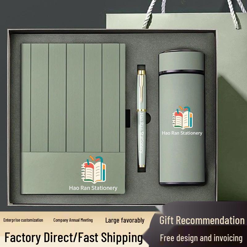 Minimalist Business Notebook Gift Set - Customizable Logo for Company Meetings and Events