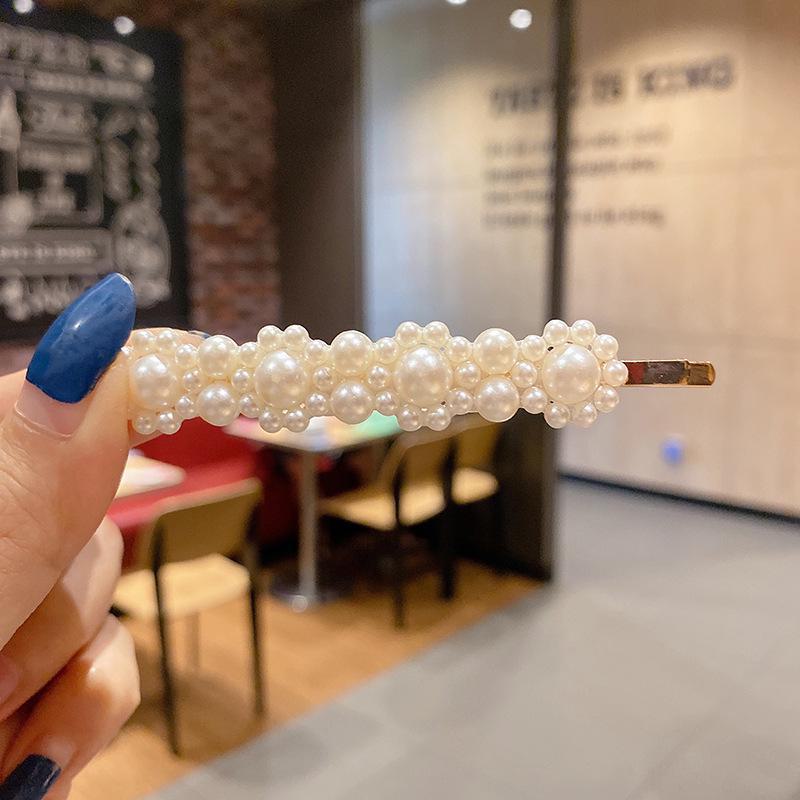 Korean Rhinestone Pearl Hairpin for Women: Elegant Side Clip for Bangs