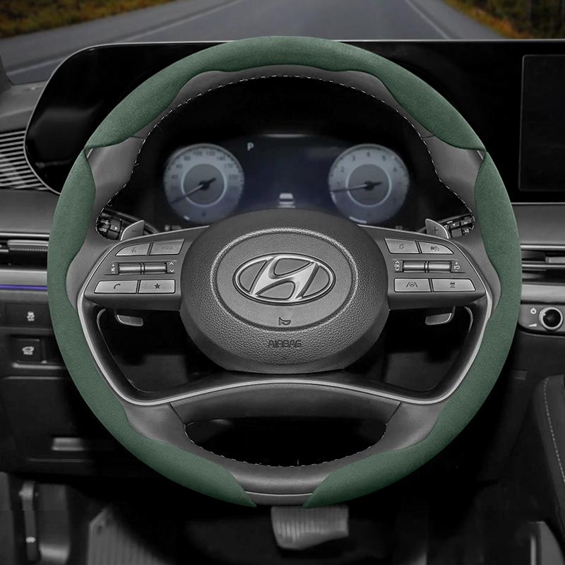 Suitable for Hyundai Anti-Slip Buckle Segmented Suede Steering Wheel Cover I30 Tucson I20 Accent I10 I40 Kona Ix35 Grand Elantra Solaris Creta Getz
