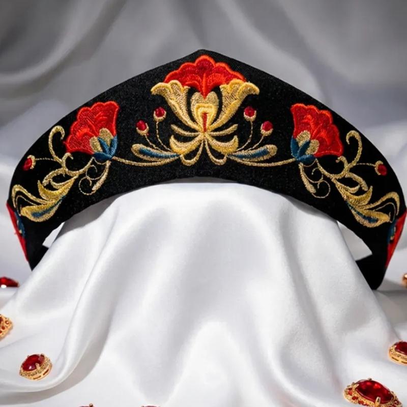 Russian Style Embroidered Hair Band Elastic Stretch Hair Hoop Headgear Fit 52-58cm Head Circumference