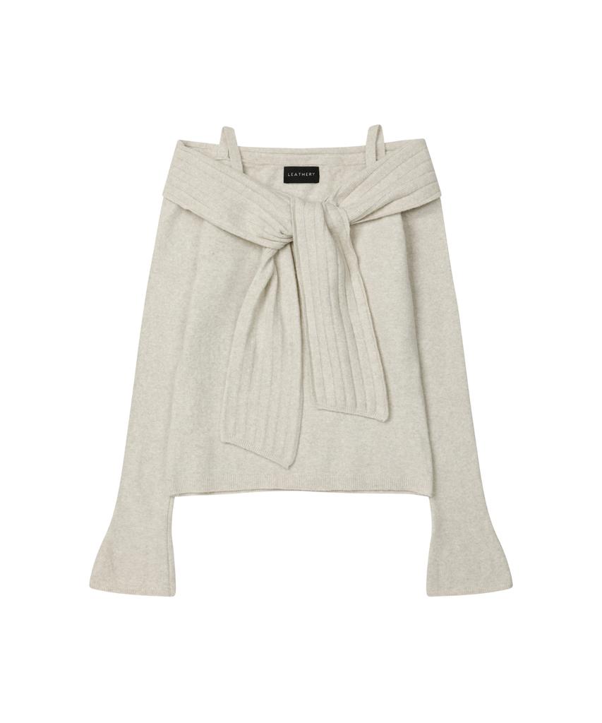 Ledeoli Soft Muffler Off-Shoulder Knit [Oat Milk]