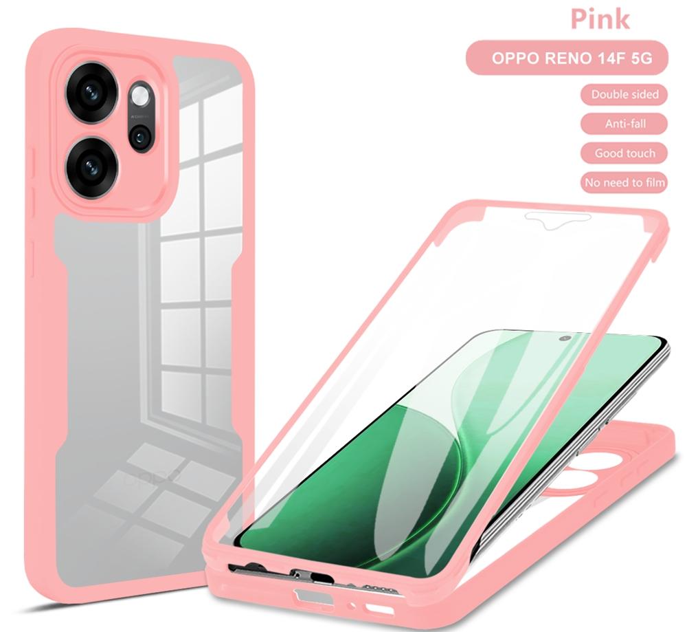 

Luxury 360 Full Body Front Screen Case For OPPO Reno 14 14F 14 F Reno14 Pro Reno14F 5G Silicone Bumper Shockproof Cover For Reno 14 5G розовый
