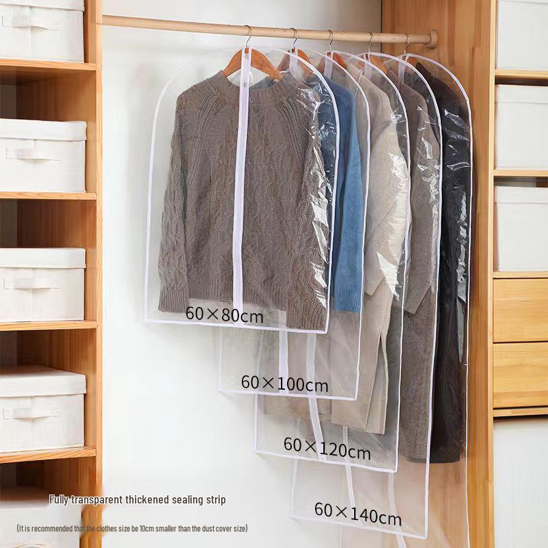 Thickened Transparent PEVA Dustproof Garment Bag for Suits – Washable Hanging Clothes Cover