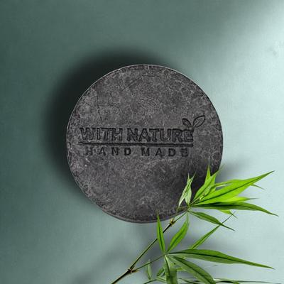 Natūrali bambuko anglies šampūno plytelė / Švelniai rūgštinė viskas viename valymo plytelė / Riebiai odai / Priežiūra nuo inkštirų ir porų, 1 vnt., 80 g