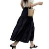 Versatile A-Line Black Midi Skirt for Women - Cotton & Rayon, Spring/Summer/Autumn 2025 Collection