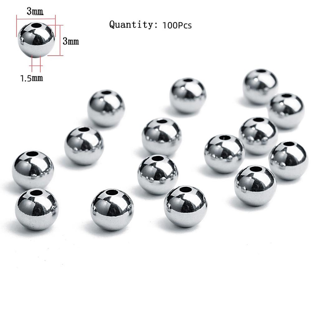 Stainless Steel Beads Square Round Big Hole Loose Spacer Bead For Jewelry Making Charm Bracelets Necklace Finding