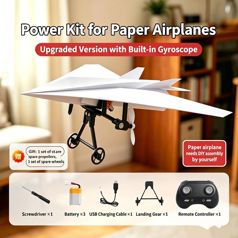 Remote Control Paper Airplane Kit With Gyro Stabilizer Diy Electric Rc Plane Power Module Paper Aircraft Transmitter Component
