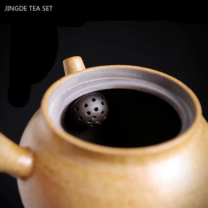 350ml Japanese Coarse Pottery Teapot Home Vintage Large Capacity Side Handle Pot Ceramic Beauty Tea Infuser Traditional Teaware