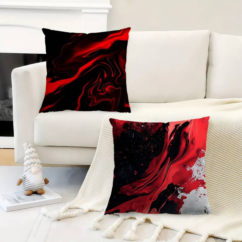 Federa per Cuscino Decorativa da Divano per Soggiorno Casa Decorazione Personalizzata Ripple Art Nero Rosso