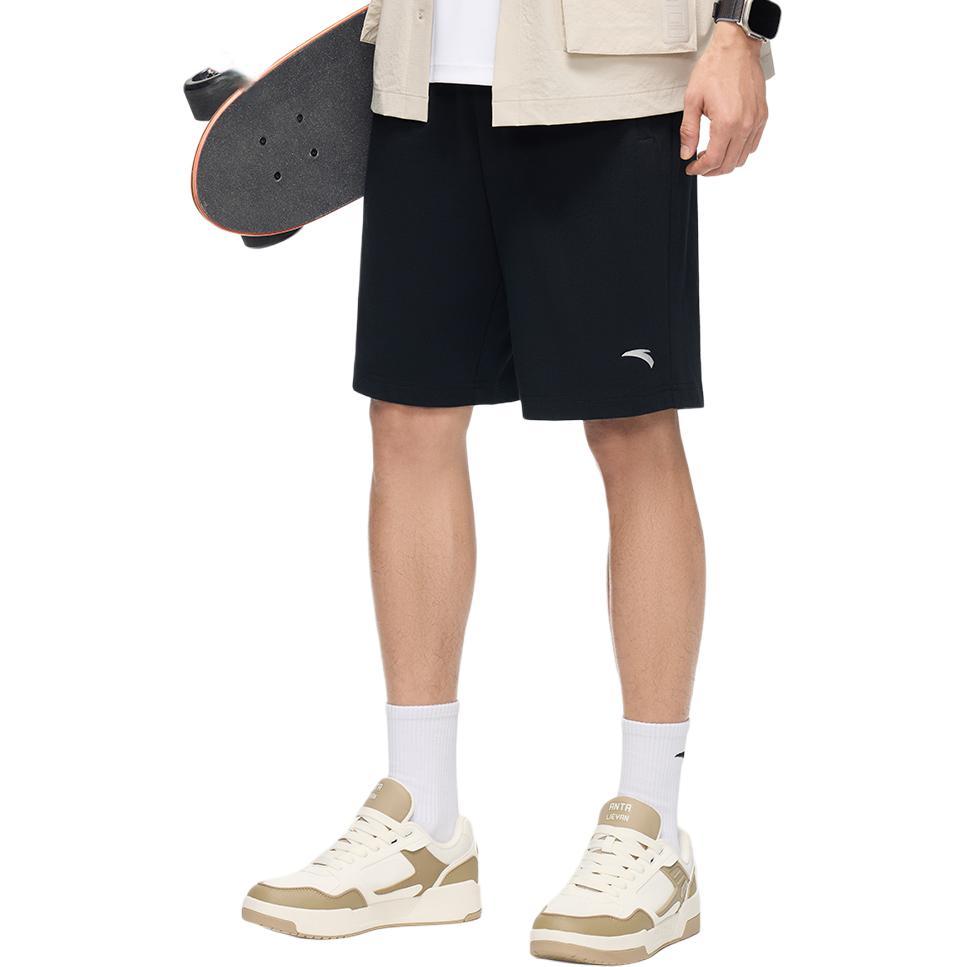 Anta Calções Casuais Respiráveis de Cintura Média em Cor Sólida Calções Masculinos Preto 952427310-3