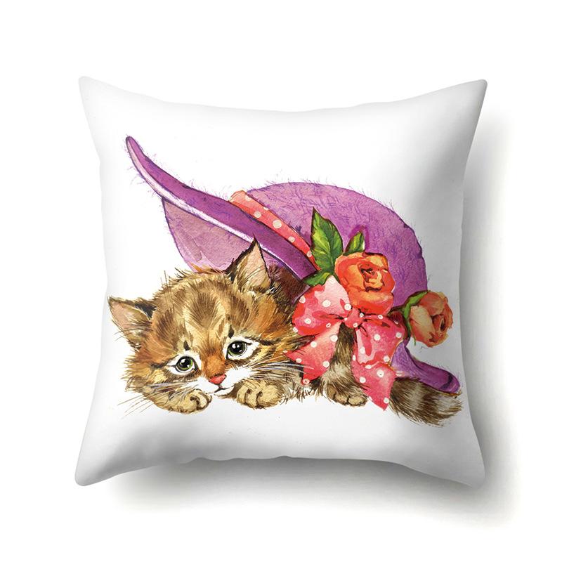 Oil Painting Animal Single-sided Polyester Pillowcase Home Living Room Soft Decoration Sofa Cushion Cover Bedroom Bed Pillowcase