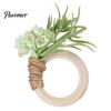 Decorative Napkin Holders for Weddings Artificial Rosemary Ring, Farmhouse Wooden Ring Holder, Rustic Faux Flower Wedding Bridal Shower Dining
